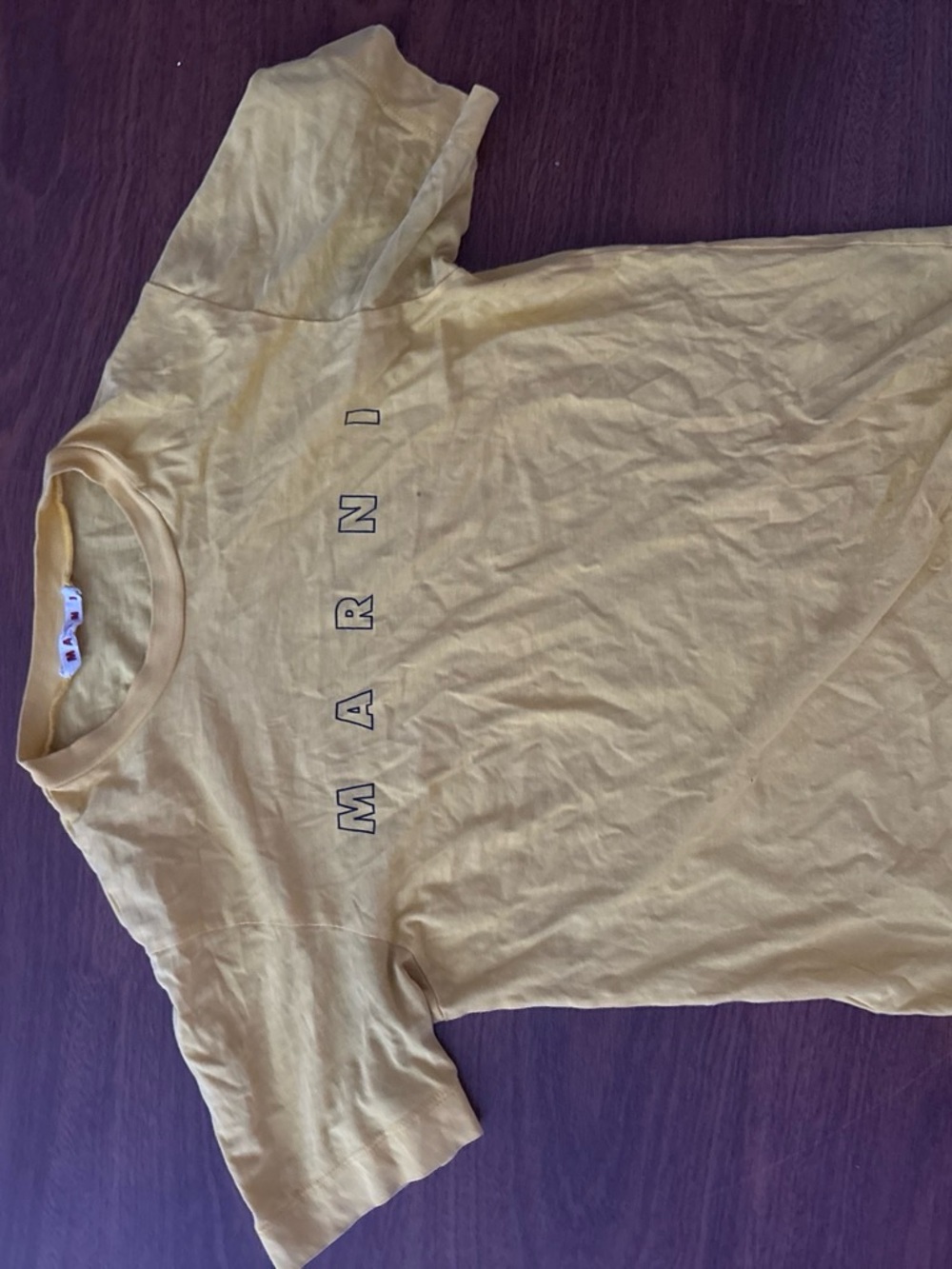 Marni Pale Yellow Logo Short Sleeve Tee